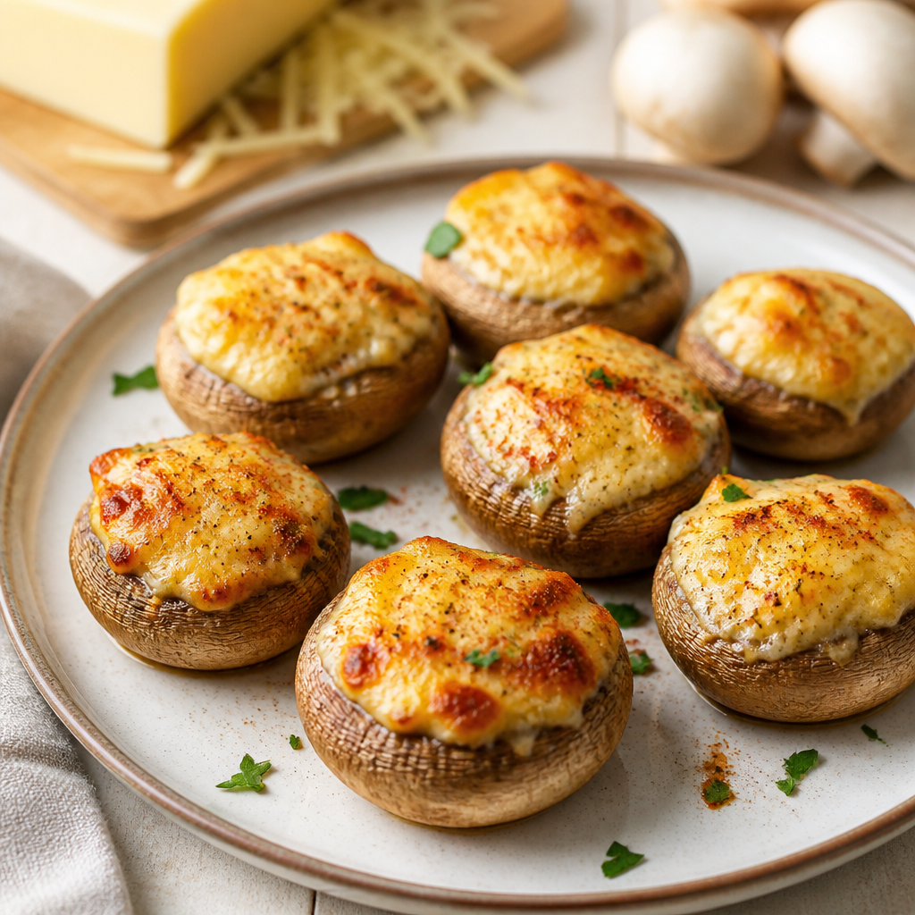 Champignons farcis au gouda au four